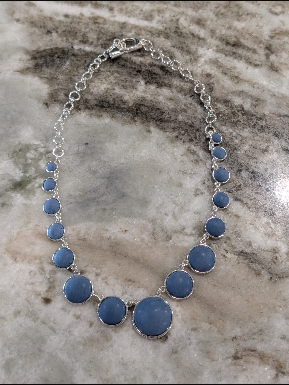 Chaps Slate Blue Round Stone Necklace